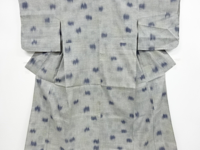 アンティーク　絣柄織り出し手織り真綿紬単衣着物